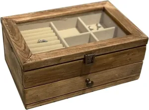 Case For Rings Jewellry Holder Gift Jewelry Boxes innumerable beard Jewelry Box Solid Wood Retro Distressed Wooden Jewelry Organizer Box With Lid Double-Layer Jewelry 