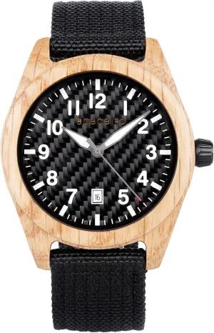 Casual & Business Watch with Nylon Strap$ bee Carbon Fiber Dial Japanese Quartz Movement Wood Watch Lightweight Date Display Wristwatch Multiple Colors BOBO BIRD Wooden 