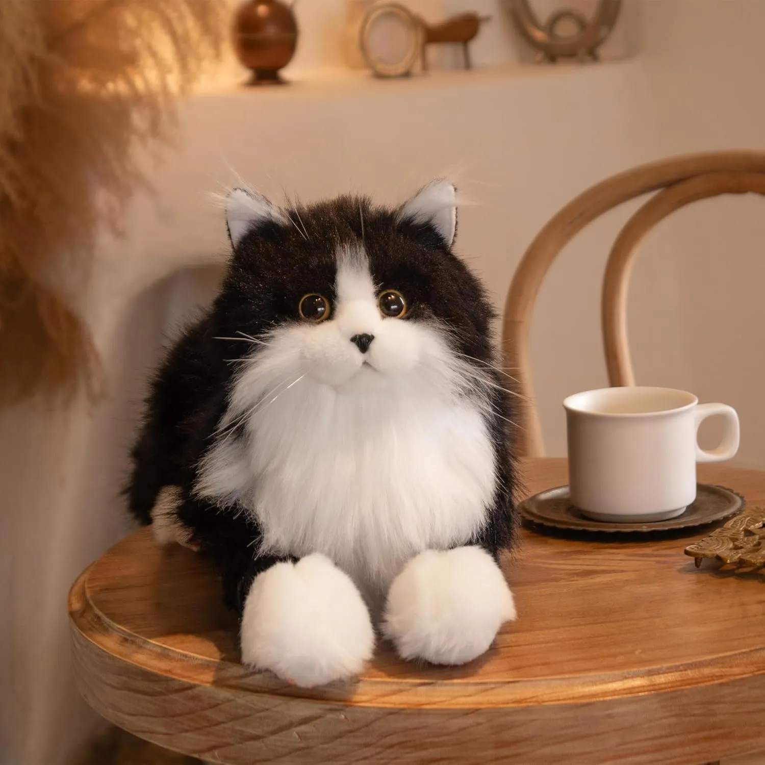 Cat Plush Toy Companion Pet for Elderly Adults Women Kids Cat accidental mountainous tribespeople Lover Surprise Gifts for Anniversary Birthday Chongker Stuffed Animals Handmade Realistic 