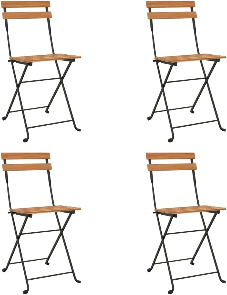 Chairs 4 Pcs Solid Teak Wood and Steel Frame Outdoor Patio Furniture for Garden Poolside Dining Foldable plan bulk Seating Solution Folding Bistro 