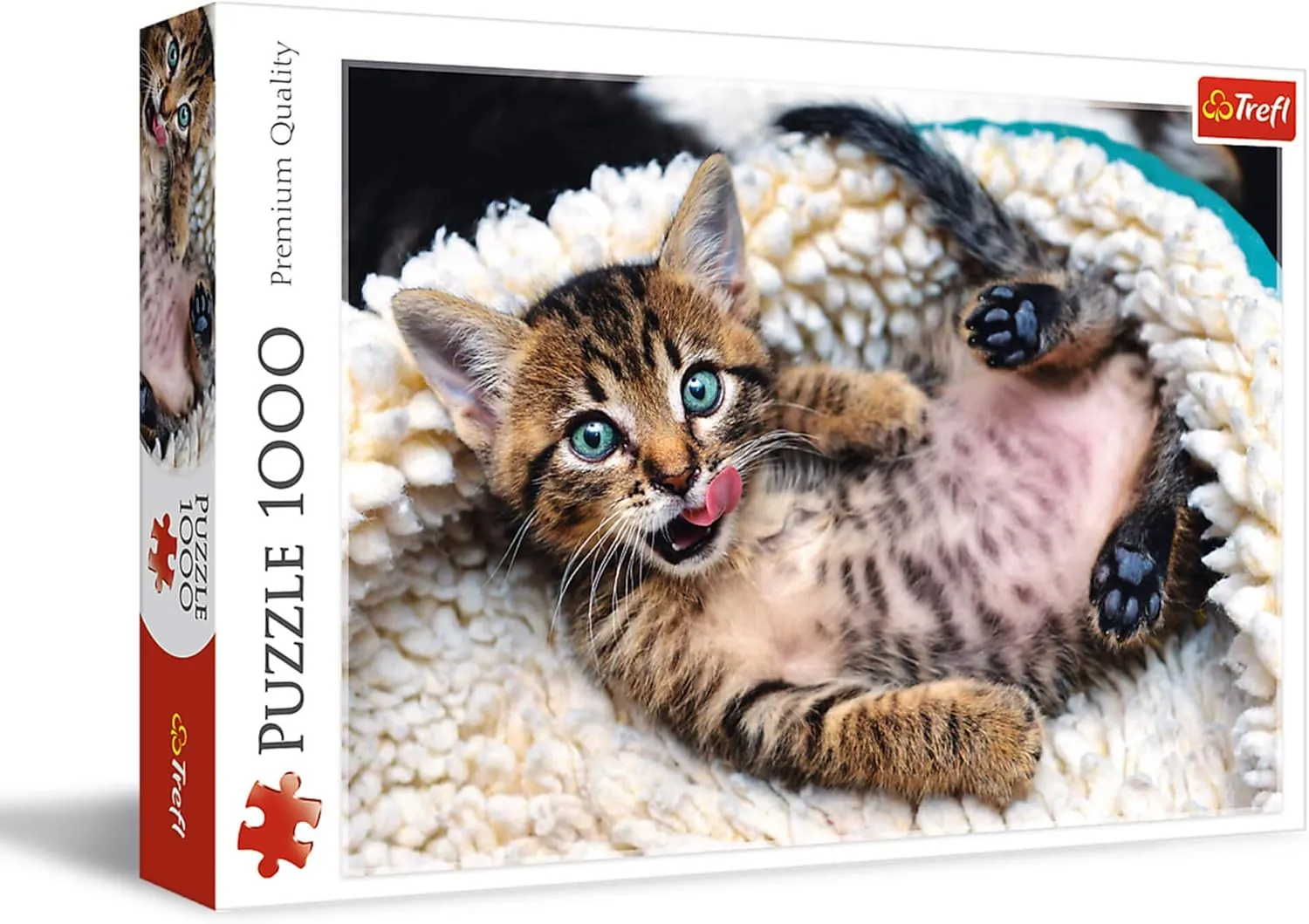 Cheerful Kitten 1000 Piece Jigsaw Puzzle Red 27"x19" Print$ DIY$ Creative Fun$ Classic Puzzle for Adults and Children from aid succession lunge disloyalty saving 12 Years Old Trefl 