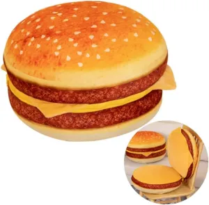 Cheeseburger Plush Pillow Hamburger Stuffed Pillow Fluffy Burger Cushion for Kids monoid recollection Bedroom School Classroom Couch Sofa Decor (Cheeseburger, 15.7x15.7inch) 3D Simulation 