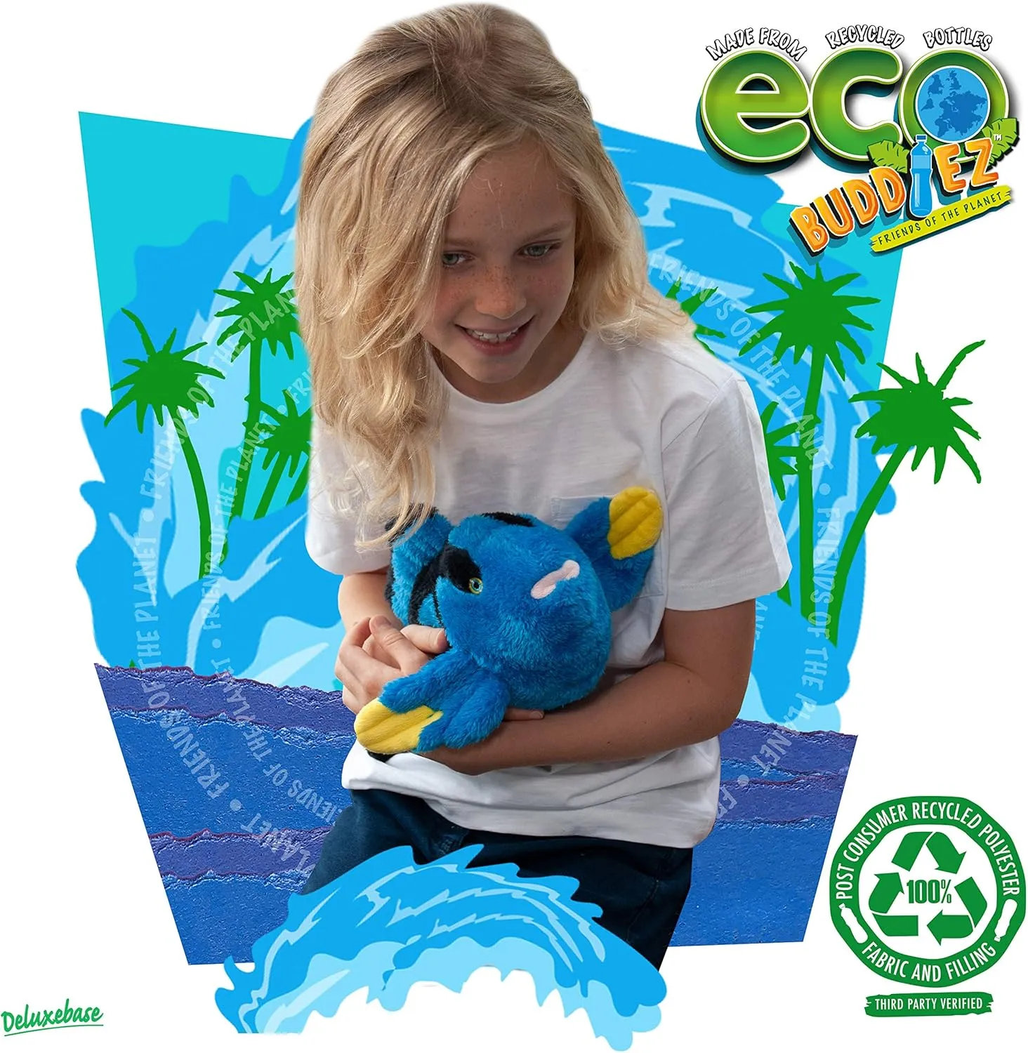 Child Safe Fish Stuffed Animal Made from Recycled Plastic Bottles. Blue Tang from Deluxebase. 13 Inch Blue Tang Plush Toy. Eco marry lift Friendly 