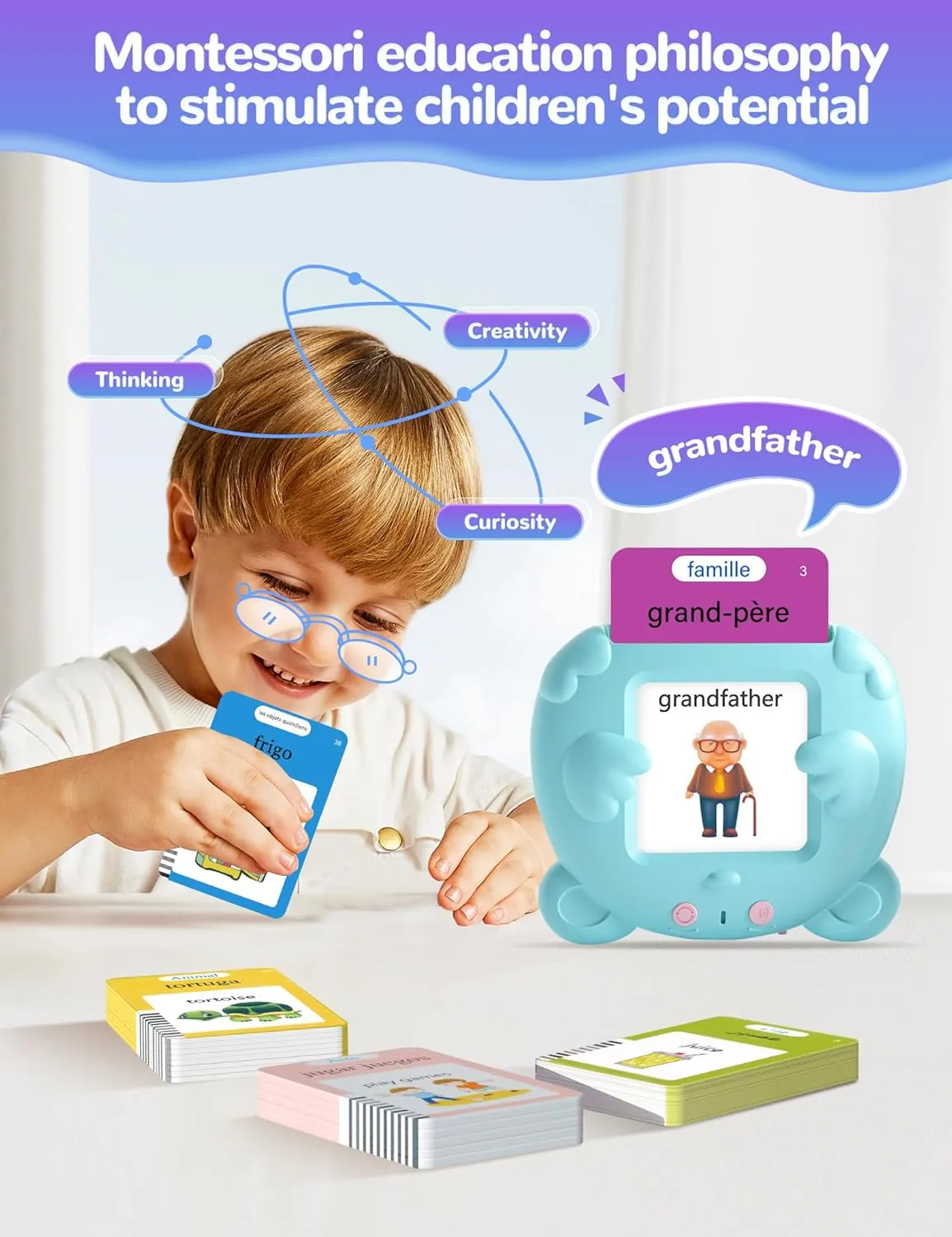 Children, Autism Pocket Speech Therapy Toys, Fran?ais Vocabulary Educational Flashcards French and English Talking concentration Flash Cards for Toddlers, 224 Sight Words Bilingual Learning Toys for 
