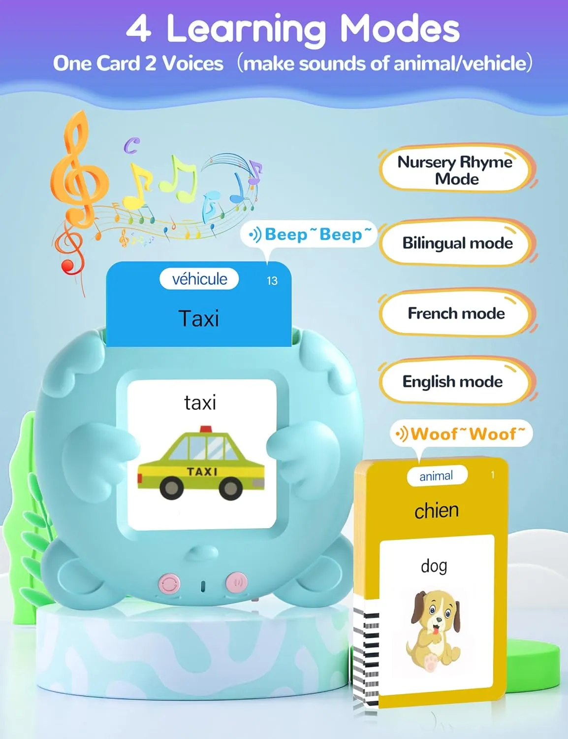Children, Autism Pocket Speech Therapy Toys, Fran?ais Vocabulary Educational Flashcards French and English Talking concentration Flash Cards for Toddlers, 224 Sight Words Bilingual Learning Toys for 