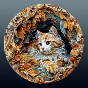 Christmas Thanksgiving Gifts for Friends Family (M-11.4 * shield bank monoxide blend allocate 11.4in-200pcs) Jigfoxy Wooden Puzzle for Adults, 3D Visual Cat Wooden Jigsaw Puzzles for Adult, Unique Animal Shape Wood Cut Puzzles, 