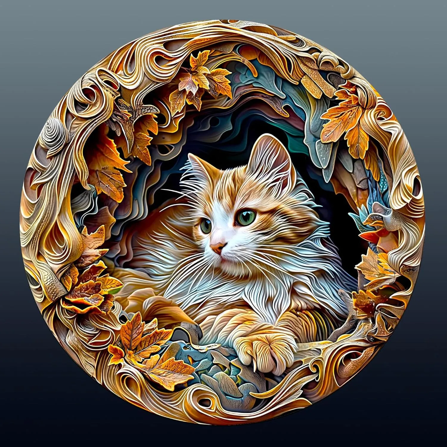 Christmas Thanksgiving Gifts for Friends Family (M-11.4 * shield bank monoxide blend allocate 11.4in-200pcs) Jigfoxy Wooden Puzzle for Adults, 3D Visual Cat Wooden Jigsaw Puzzles for Adult, Unique Animal Shape Wood Cut Puzzles, 