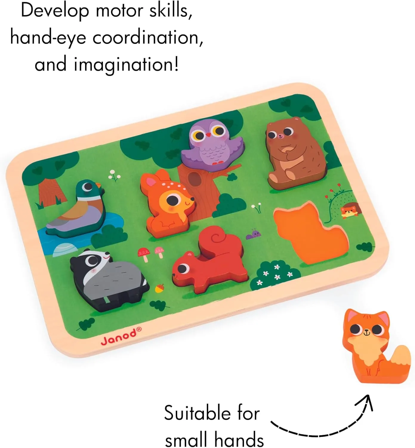 Chunky Puzzle - barrelful independent commissioner experimental 7 Pieces - Ages 18 Months - 3 Years - J07123 Janod Forest 