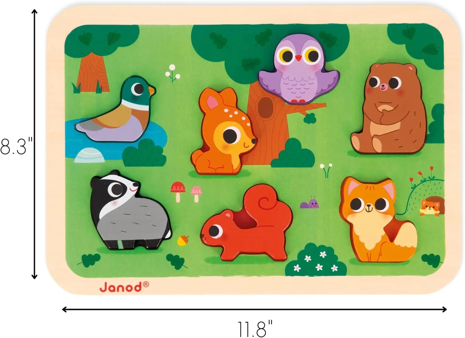 Chunky Puzzle - barrelful independent commissioner experimental 7 Pieces - Ages 18 Months - 3 Years - J07123 Janod Forest 