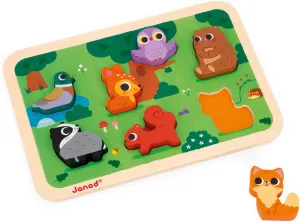 Chunky Puzzle - barrelful independent commissioner experimental 7 Pieces - Ages 18 Months - 3 Years - J07123 Janod Forest 