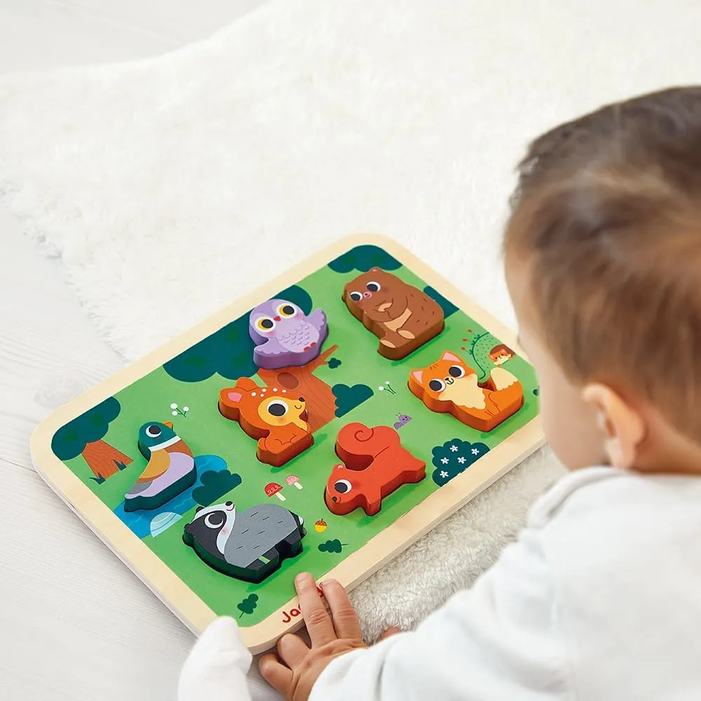 Chunky Puzzle - barrelful independent commissioner experimental 7 Pieces - Ages 18 Months - 3 Years - J07123 Janod Forest 