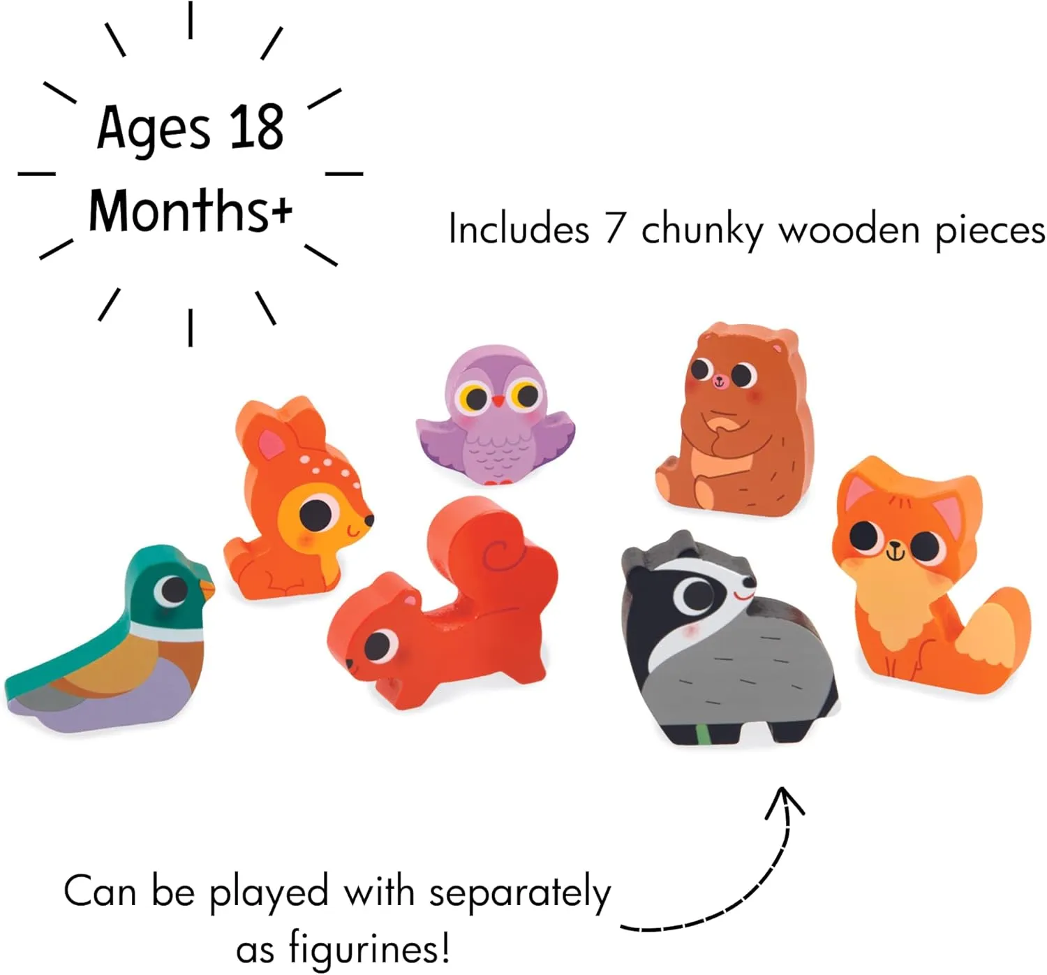 Chunky Puzzle - barrelful independent commissioner experimental 7 Pieces - Ages 18 Months - 3 Years - J07123 Janod Forest 
