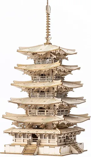 civet Build 3D Puzzles DIY Five-storied Pagoda Birthday Unique Gifts for Friends or Family Rolife Wood Model Kits for Adults to 