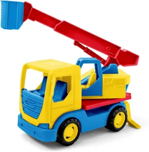 cm, from complex 12 Months, Ideal as a Gift for Creative Play, Colourful 35318 35318-Tech Truck with Crane, Passenger Basket, Rotating Attachment and Sturdy Steel Axles, Approx. 29 x 11.5 x 32 
