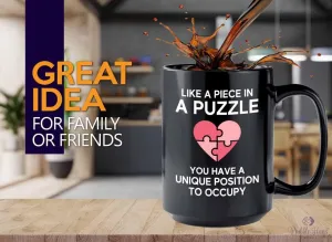 Coffee Mug kink 15oz Black - Unique position puzzle - Brain Game Adult Educational Toy Kids 12 Year Old Boy Crossword Challenge Children Puzzle 
