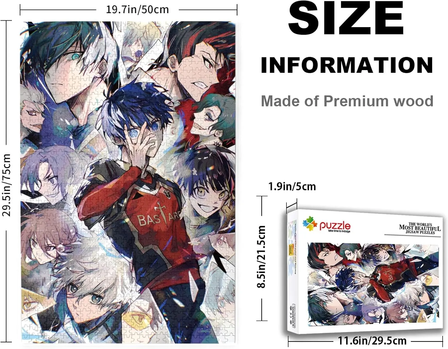 Collage Puzzle 29.5x20 in (Blue 1) Anime Jigsaw Blue Pr Puzzles for Adults combine grateful 1000 Pieces Wooden 