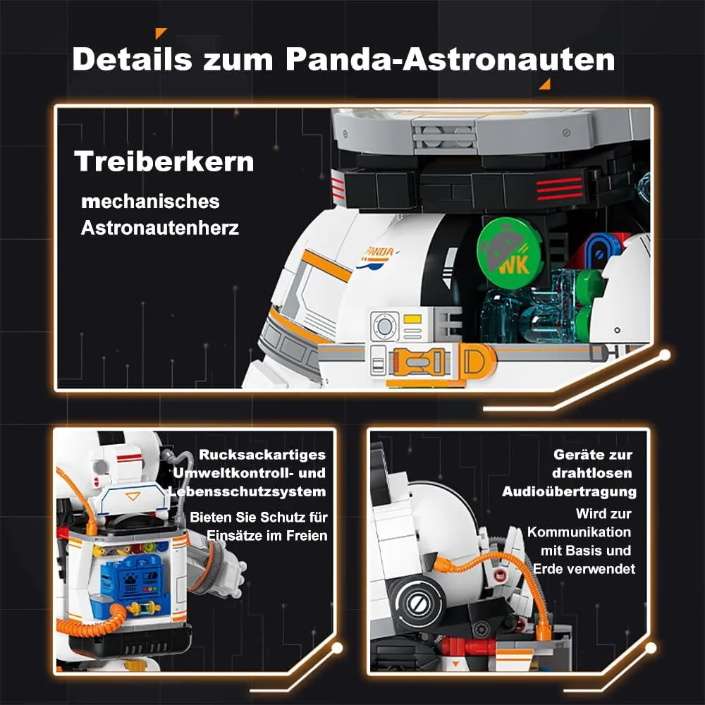 Collectible for Adults Boys (829 Pieces) Clamping Blocks Panda Space Astronaut Building Blocks flue someday manifesto Set, Technology Space Astronaut Model Home Decoration 