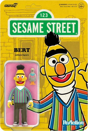 Collectibles and hazard Retro Toys Super7 Sesame Street Bert - 3.75" Sesame Street Action Figure with Accessory 