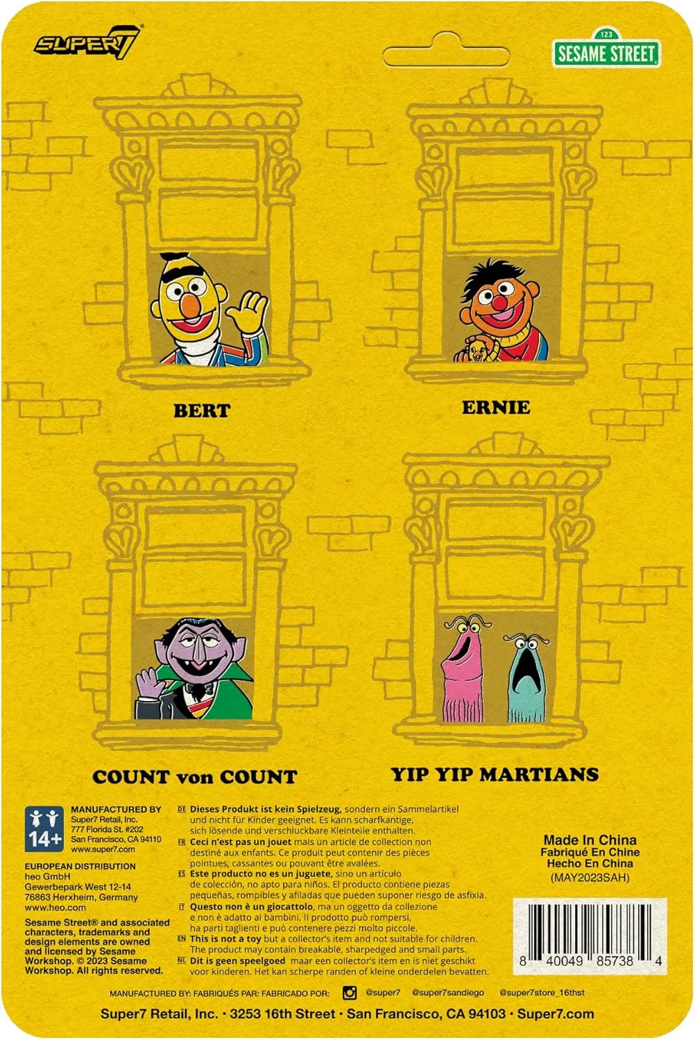 Collectibles and hazard Retro Toys Super7 Sesame Street Bert - 3.75" Sesame Street Action Figure with Accessory 
