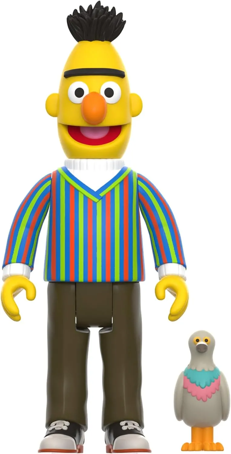 Collectibles and hazard Retro Toys Super7 Sesame Street Bert - 3.75" Sesame Street Action Figure with Accessory 