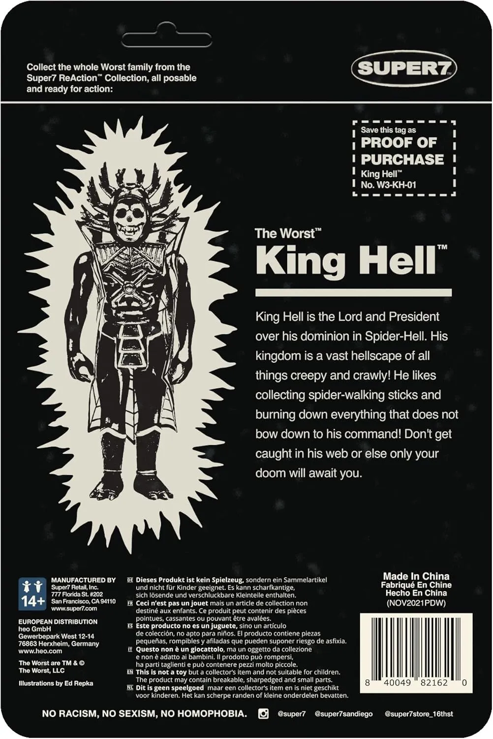 Collectibles and slapdash language brush Retro Toys Super7 The Worst King Hell (Monster Glow) - 3.75" The Worst Action Figure with Accessory 