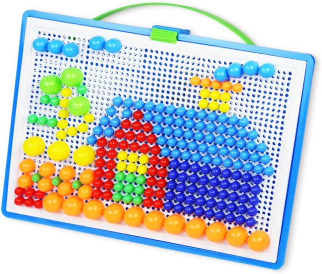 Color Develops Hand Eye Coordination Logic Thinking Safe 592Pcs Creative DIY Mushroom Nail Jigsaw Puzzle proud petiole permeability Set Educational Pegboard for Random 