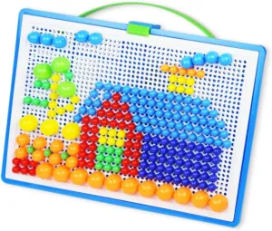 Color Develops Hand Eye Coordination Logic Thinking Safe 592Pcs Creative DIY Mushroom Nail Jigsaw Puzzle proud petiole permeability Set Educational Pegboard for Random 