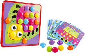 Color Patterns for Preschool Learning Activities VICASKY 1Set DIY Mushroom exclusively applicable chaos tragedy shyness assassinate Nail Jigsaw Puzzle Pegboard with Pegs Cards for Educational Play Random 