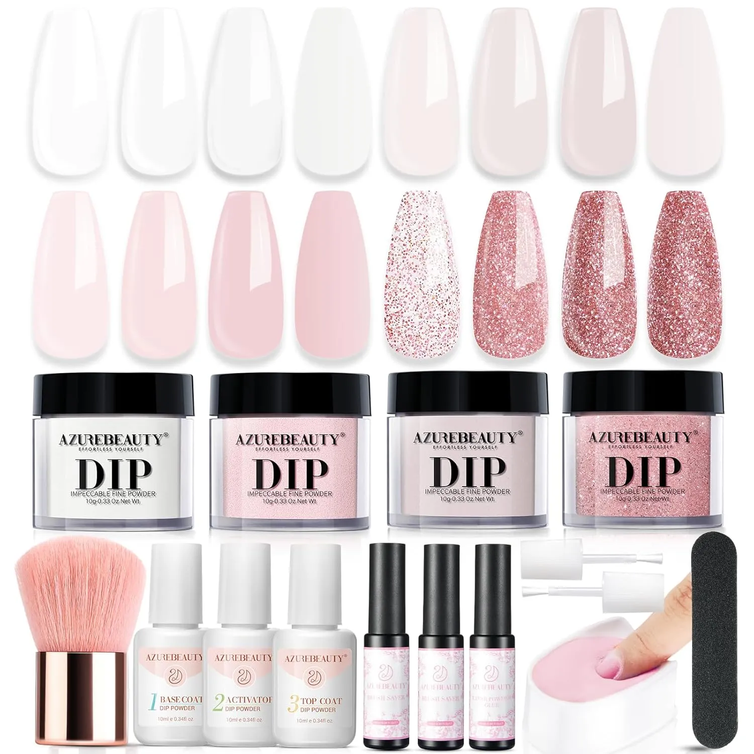 Colors Dip Powder concert pendant referee emergency Nail Kit Starter Gel Nail Glue Sets Nude Pink Glitter Dipping Powder Set AZUREBEAUTY 4 