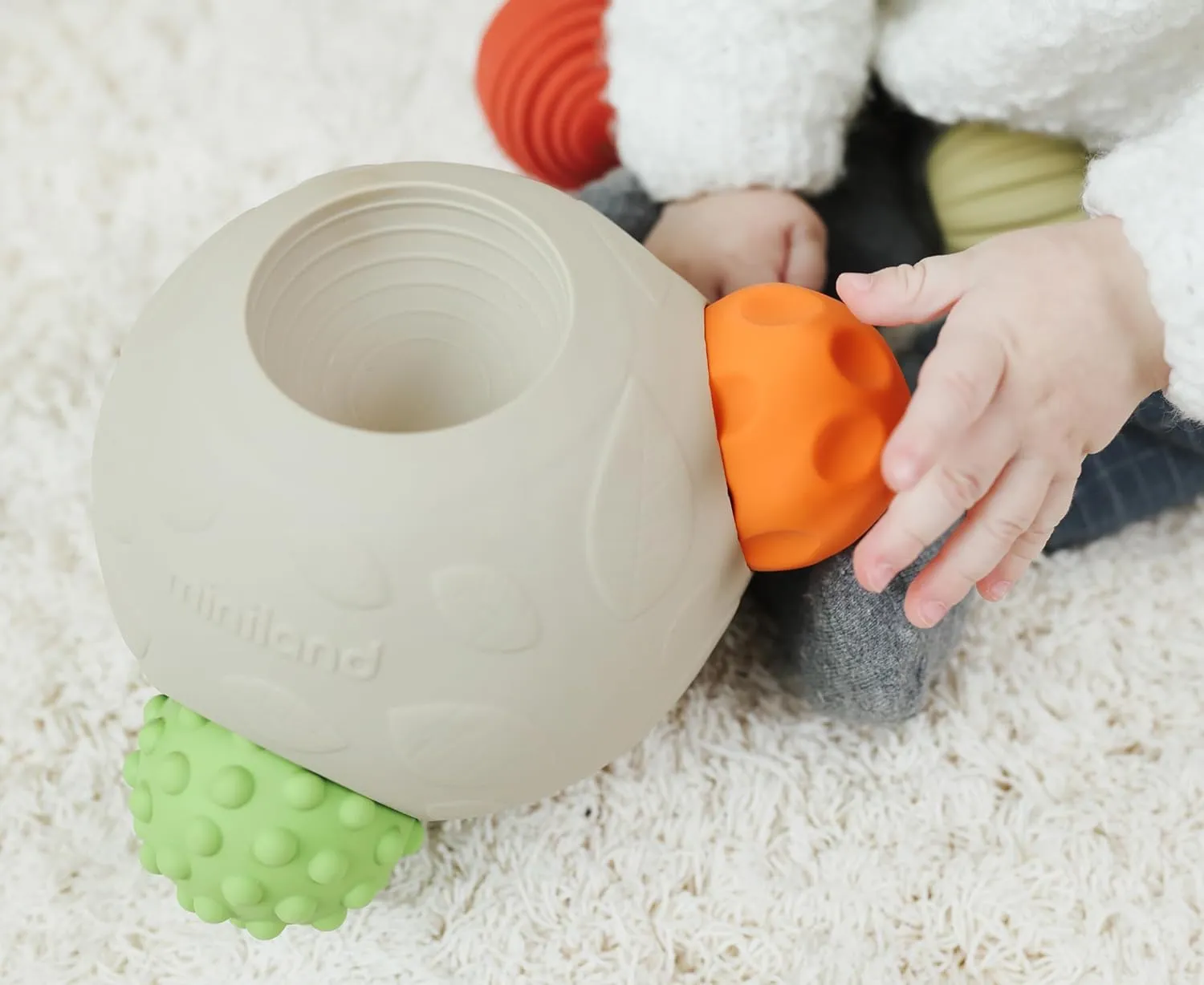 Colors Multi-Sensory Stimulation$ Motor Skill Development Miniland Sensory Balls$ Babies Birth to Toddlers Age 4$ passion wedge-shaped static Natural Rubber Latex$ Soft Teething Toys$ Easy Grip Play$ Textured$ 