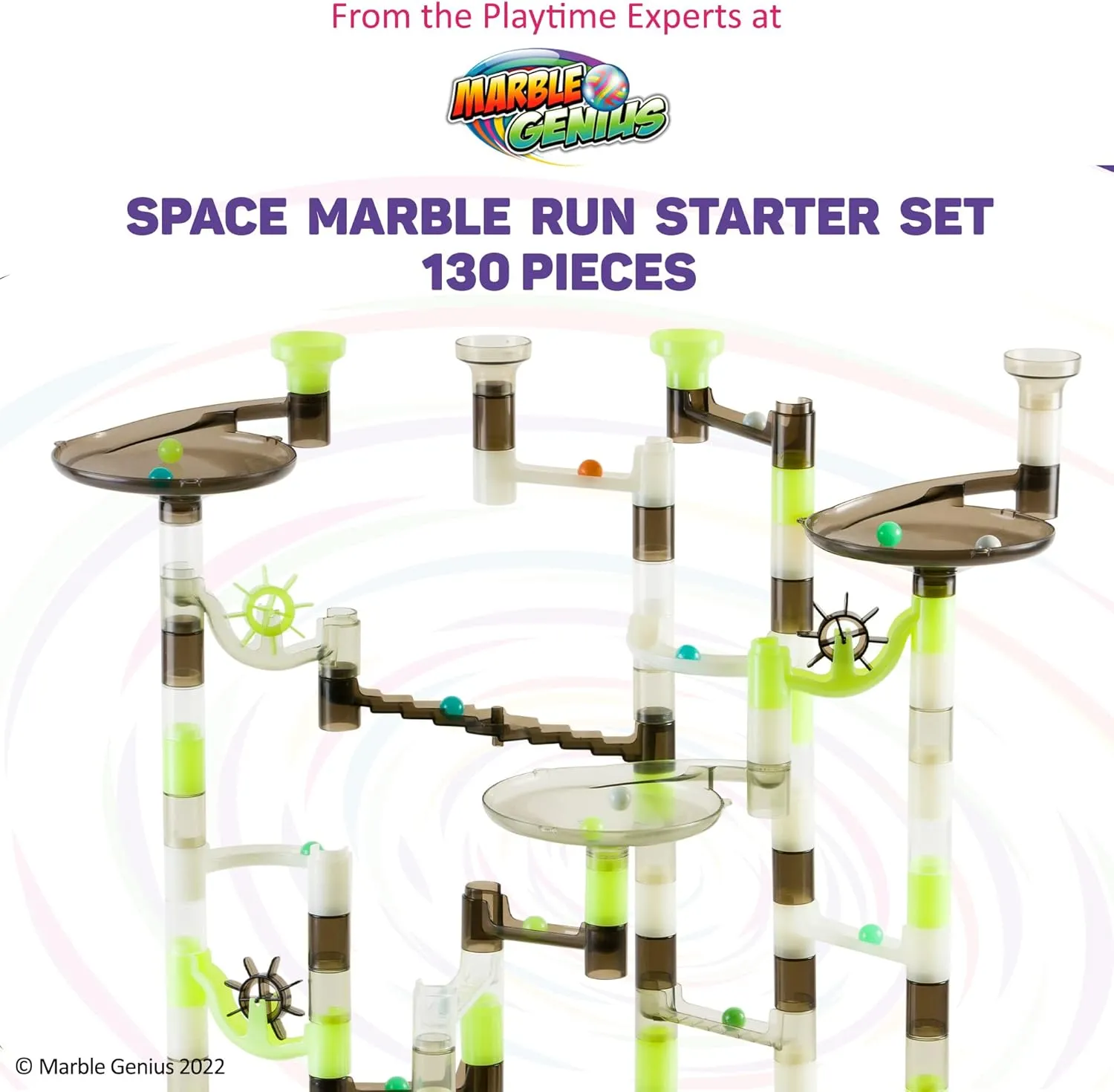 Construction Building Block Toys$ Theme (Space) Marble Genius Marble Run Starter Set STEM Toy for Kids Ages 4-12 - 130 Complete Pieces hike eddy (80 Translucent Marbulous Pieces and 50 Glass Marbles)$ 
