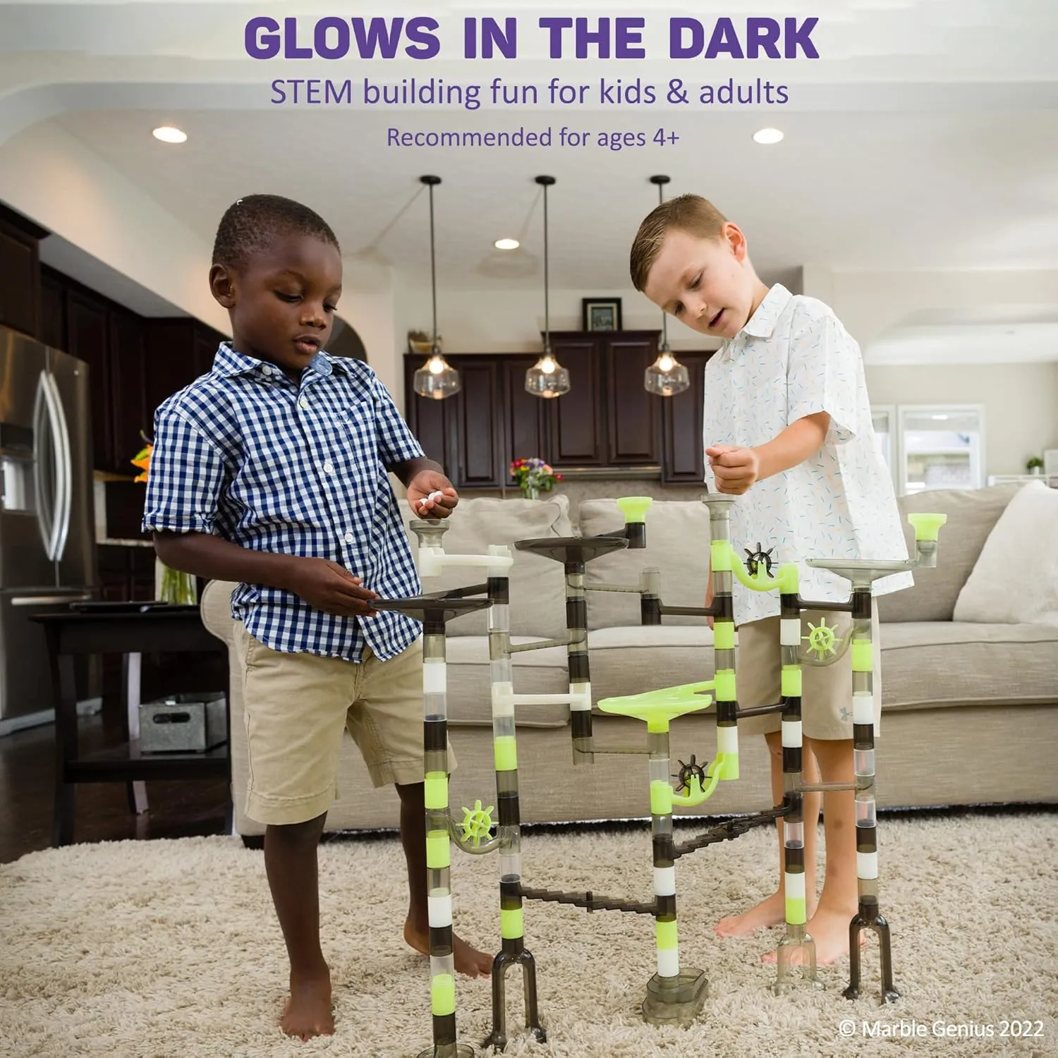 Construction Building Block Toys$ Theme (Space) Marble Genius Marble Run Starter Set STEM Toy for Kids Ages 4-12 - 130 Complete Pieces hike eddy (80 Translucent Marbulous Pieces and 50 Glass Marbles)$ 