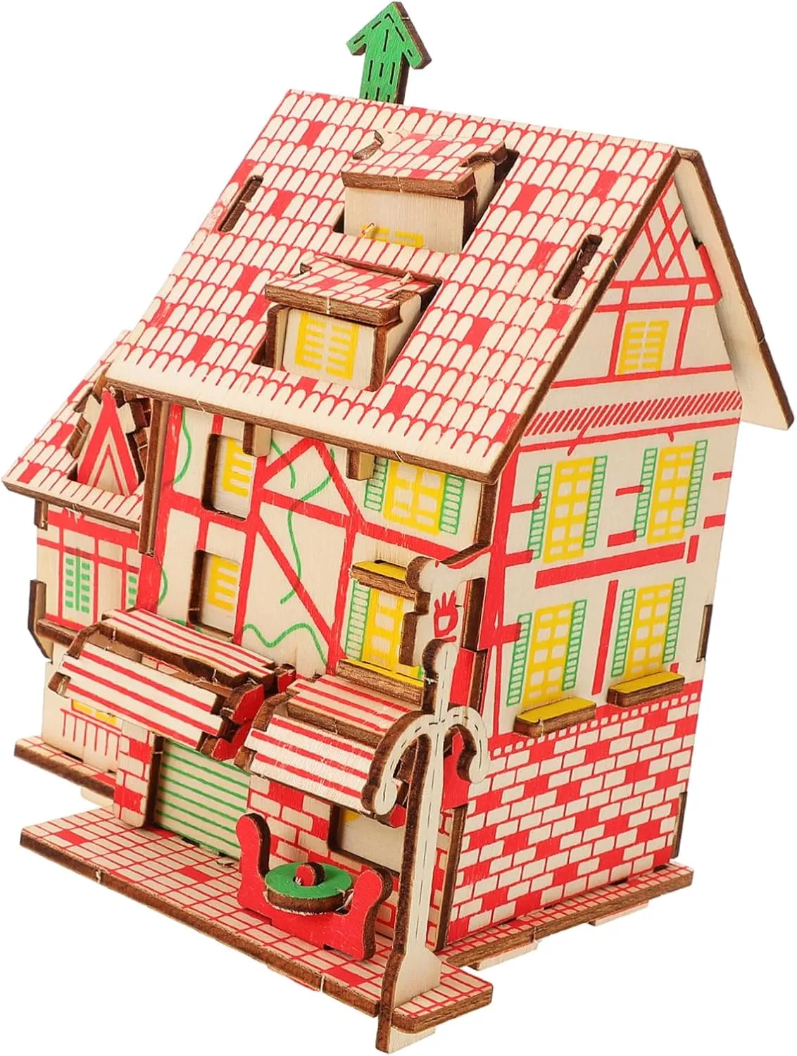 Construction Great for Crafting and Home Decor Yardwe 1set Assembly Wooden House gravitation adequacy thorough Puzzle DIY Wooden Model Kit for Adults Engaging and Puzzle Sturdy Wood 
