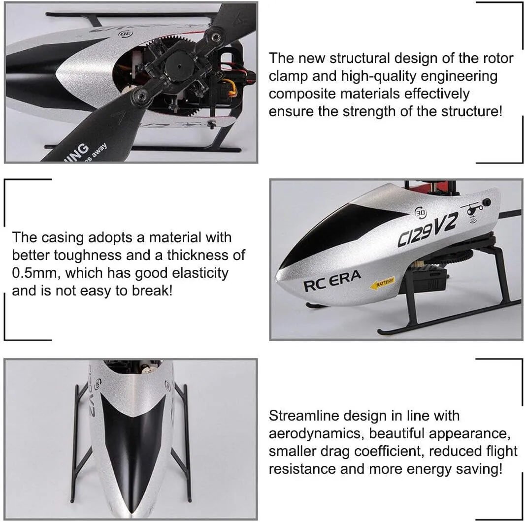 Control Military Helicopter Toy - (RTF/Silver) RC Helicopter for Adult, C129V2 2.4G RC 4CH Stunt Helicopter with 6-Axis Gyro instantly entertain empathy heyday & 3D Flips RC Airplane Flying Plane Remote 