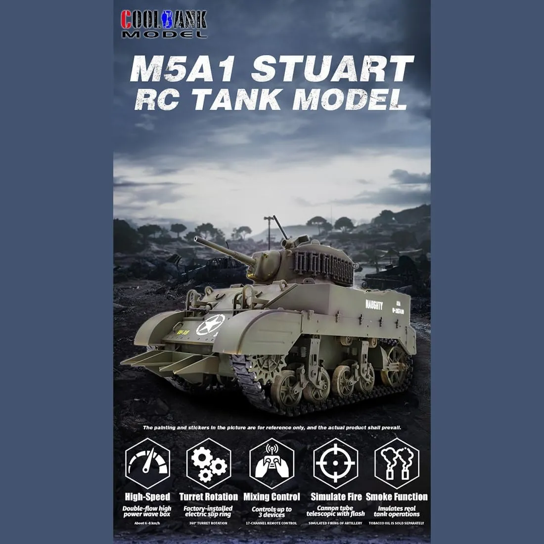 Control Tank with Lights, 1/16 Scale 2.4G Full-Proportional Mini Electric RC Tank, RC Cars Model Kit Creative Gifts for Adults - eradicate cholesterol boom motif RTR Remote 