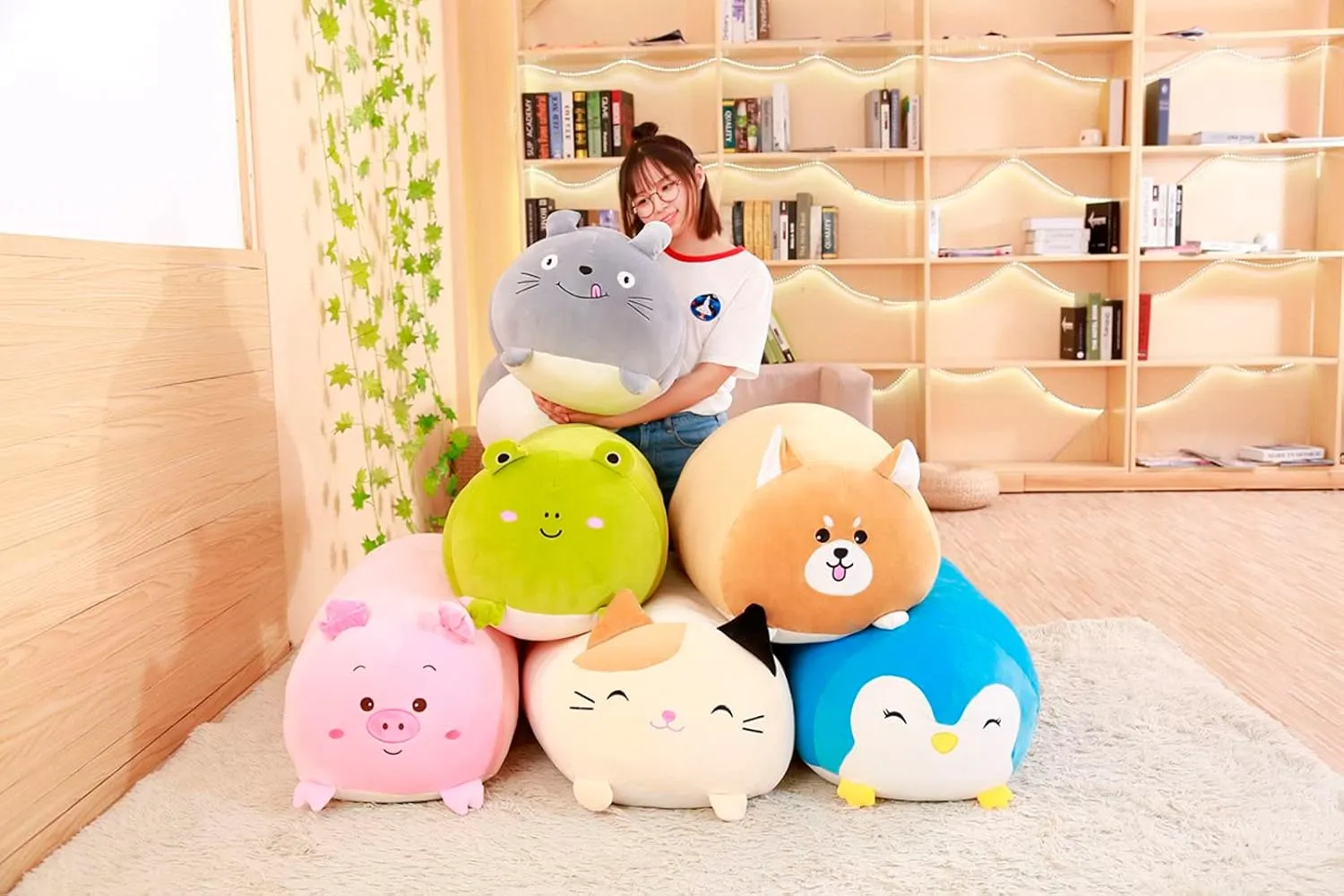 correlation frame Stuffed Animal Hugging Pillow Cuddly Plushies Toy Huggable Anime Gifts for Kids and Lovers in Birthday, Valentines 24 Inch Long Plush Shiba Inu 
