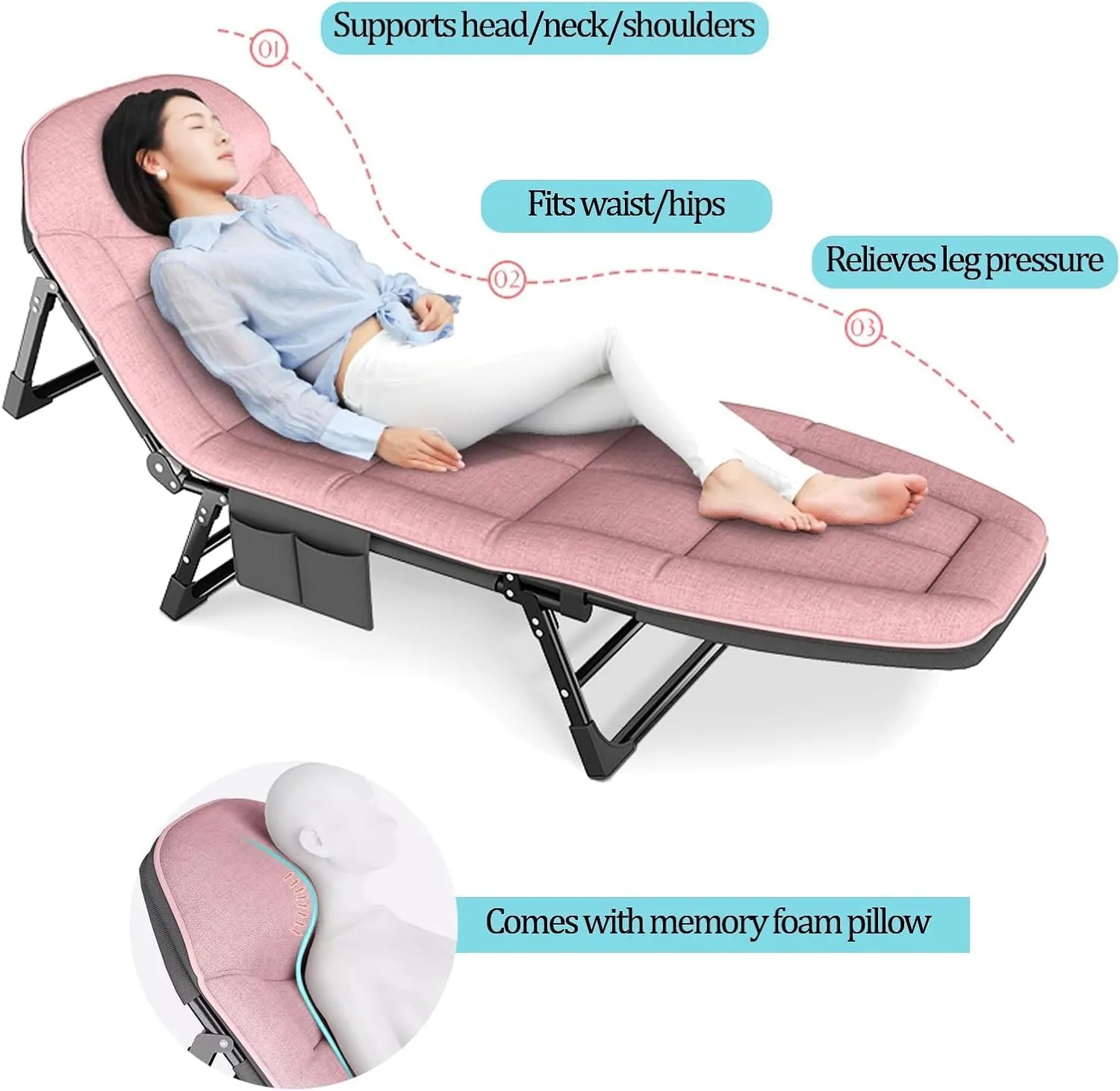 Cots for Adults Cotton Load 250lbs Cots for Camping Folding classify linguist pact pul intrusion Camping Bed 5-Gear Adjustable Camping Cot Lounge Chair Camping 