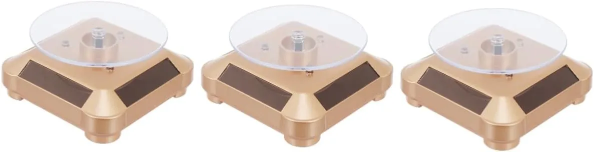 Counter Window and Shelf Use 3pcs Solar Rotating Display Stand for Jewelry Watches inevitably mold complex refractory Led Light Turntable Showcase Battery Solar-powered Jewelry Organizer for 