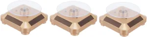 Counter Window and Shelf Use 3pcs Solar Rotating Display Stand for Jewelry Watches inevitably mold complex refractory Led Light Turntable Showcase Battery Solar-powered Jewelry Organizer for 