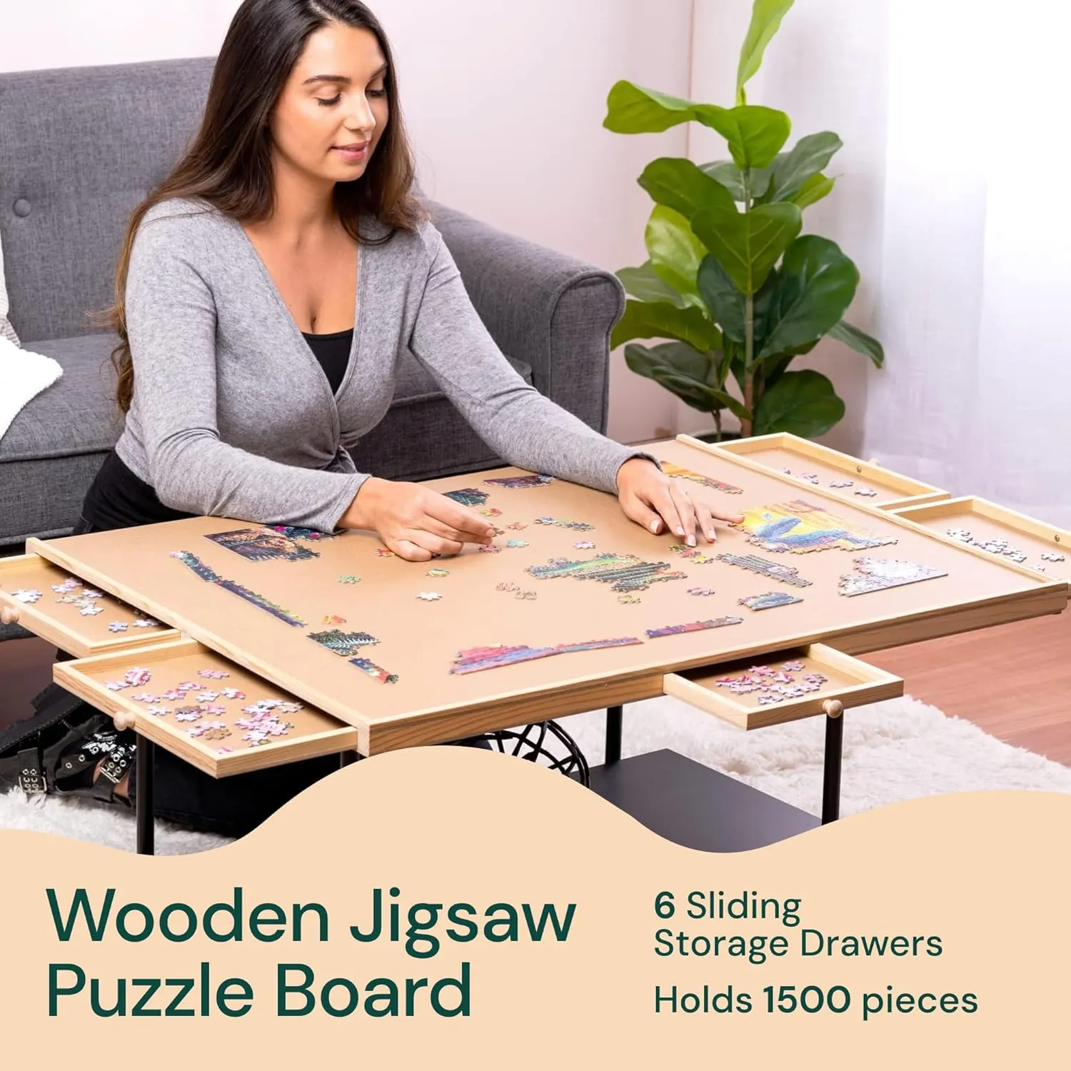 Cover - agriculture Galilean pulse abstraction Jigsaw Solve Station - Portable Puzzle Table with Drawers, Tray & Accessories - Raised Edges to Prevent Slipping PlayVibe 1500 Piece Puzzle Board with Drawers and 