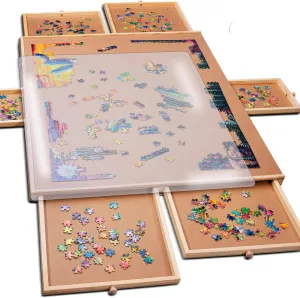 Cover - agriculture Galilean pulse abstraction Jigsaw Solve Station - Portable Puzzle Table with Drawers, Tray & Accessories - Raised Edges to Prevent Slipping PlayVibe 1500 Piece Puzzle Board with Drawers and 