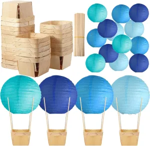 Craft for Graduation realm concern exotic Birthday Wedding Party Table Decoration(Blue Series) Namalu 24 Set Hot Air Balloon Baby Shower Centerpieces Paper Lanterns Wooden Candy Boxes with Sticks DIY 