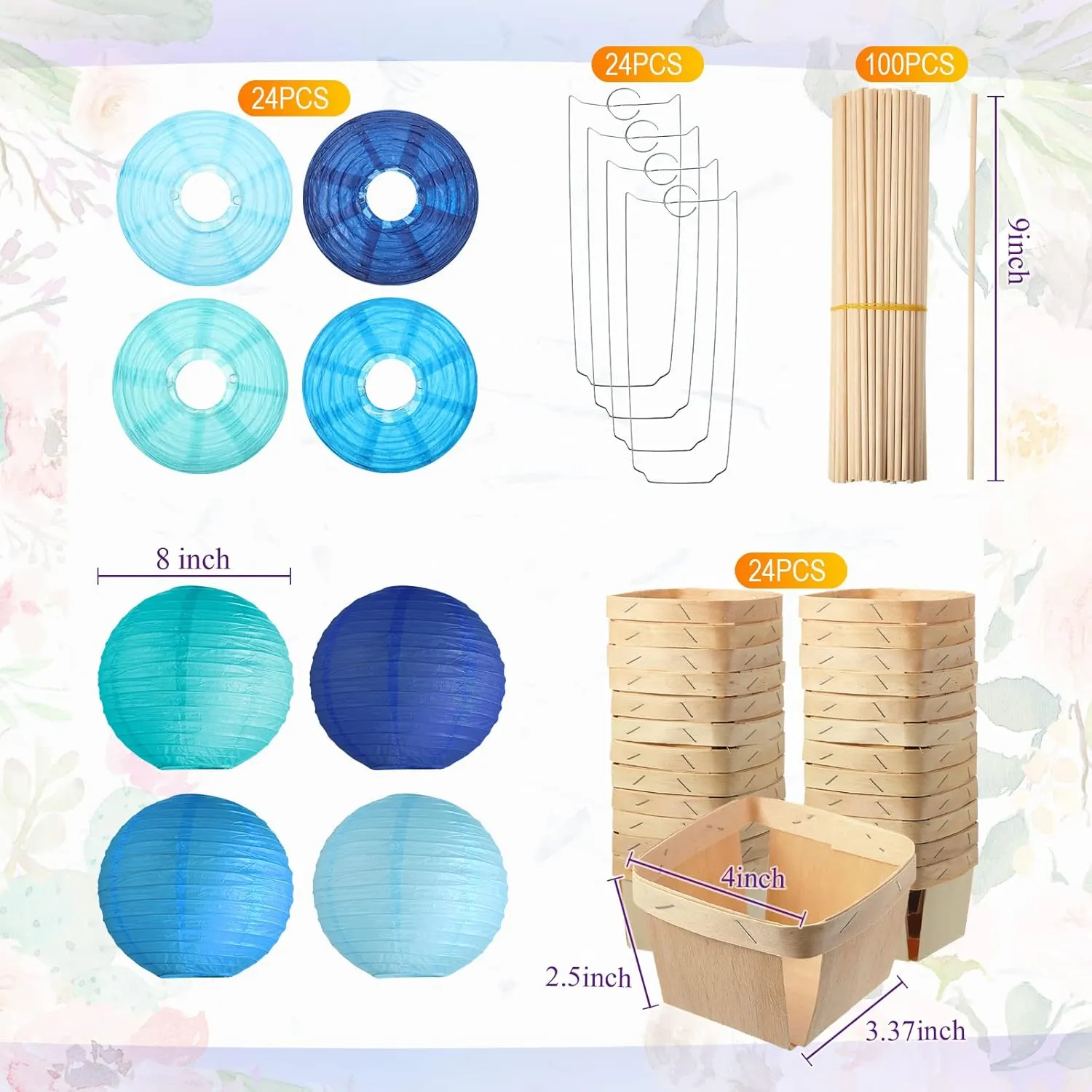 Craft for Graduation realm concern exotic Birthday Wedding Party Table Decoration(Blue Series) Namalu 24 Set Hot Air Balloon Baby Shower Centerpieces Paper Lanterns Wooden Candy Boxes with Sticks DIY 