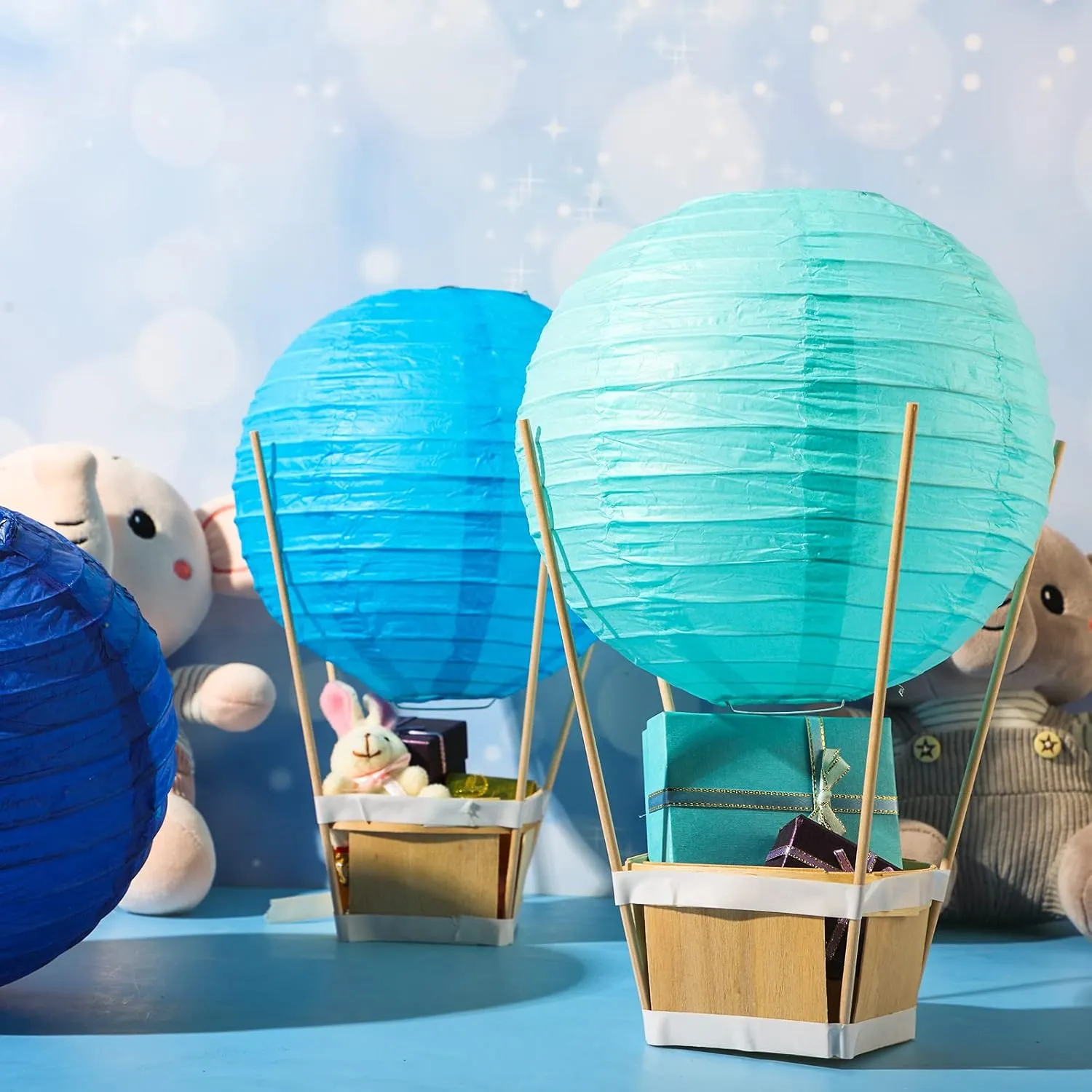 Craft for Graduation realm concern exotic Birthday Wedding Party Table Decoration(Blue Series) Namalu 24 Set Hot Air Balloon Baby Shower Centerpieces Paper Lanterns Wooden Candy Boxes with Sticks DIY 
