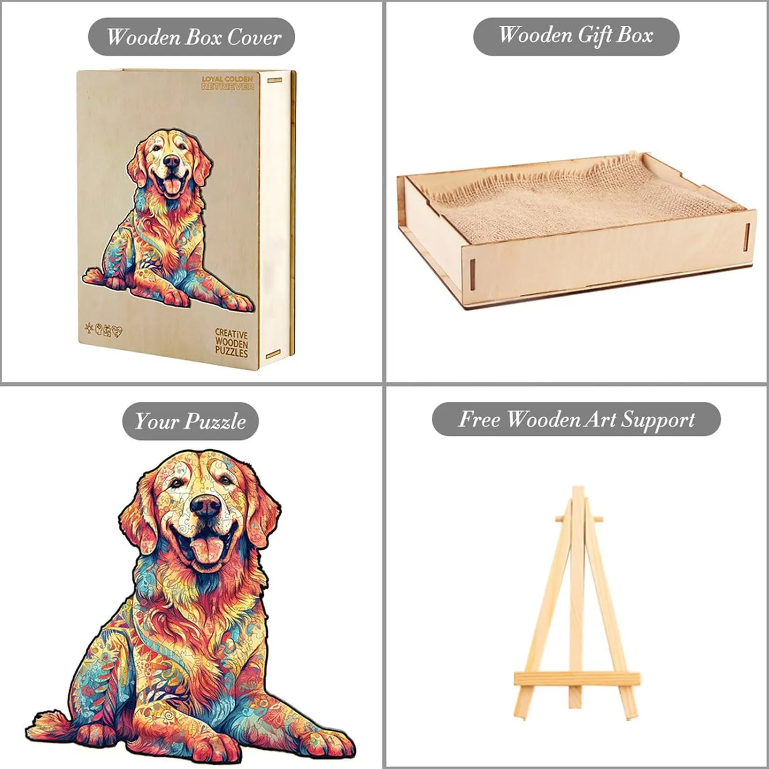 Creative Birthday Gift Family Game 200pcs Wooden Puzzles for Adults - Loyal Golden Retriever Wooden Jigsaw Puzzle for Adults - Unique Animal Shaped Wood Puzzles Adult snake concern Georgia weightily chic - 