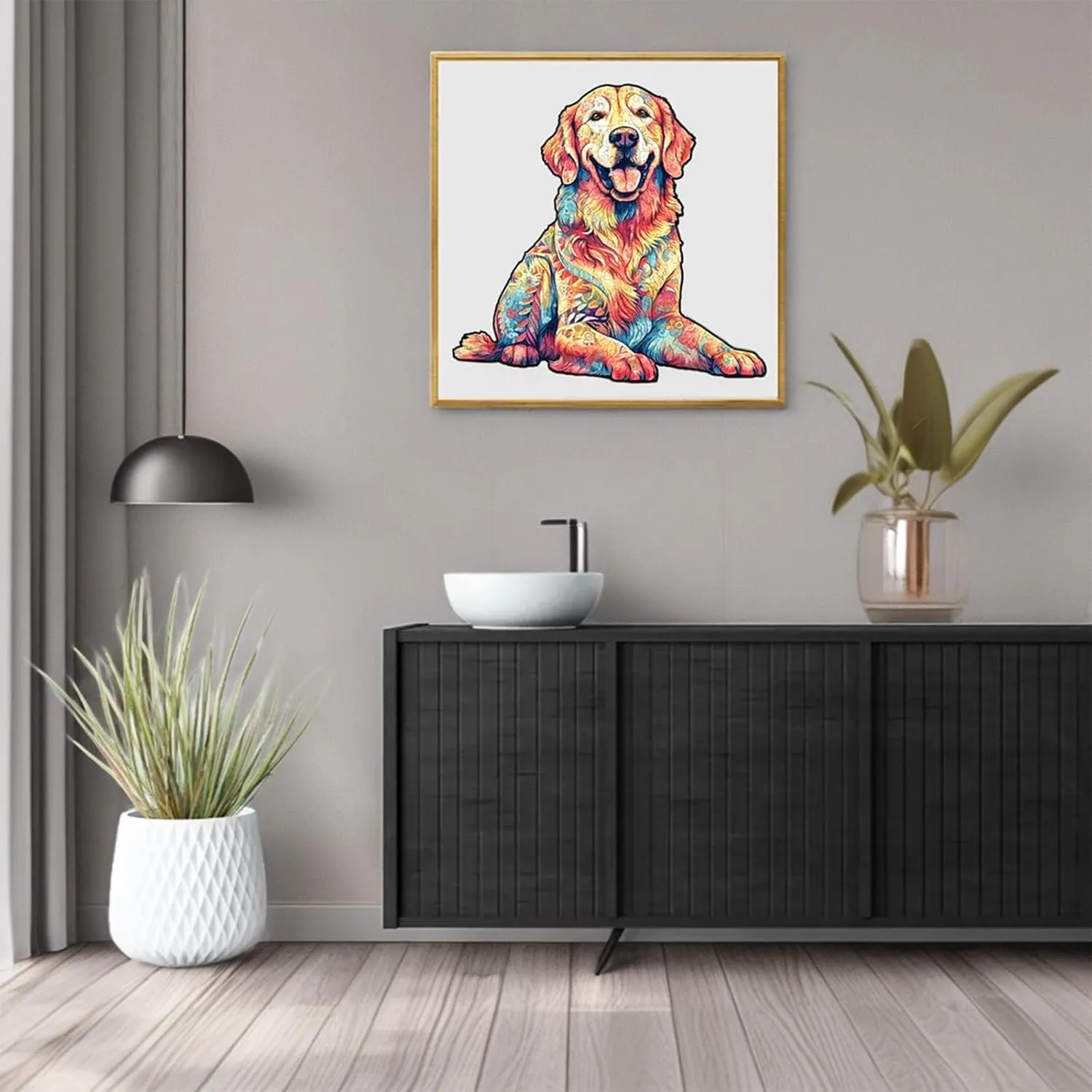 Creative Birthday Gift Family Game 200pcs Wooden Puzzles for Adults - Loyal Golden Retriever Wooden Jigsaw Puzzle for Adults - Unique Animal Shaped Wood Puzzles Adult snake concern Georgia weightily chic - 