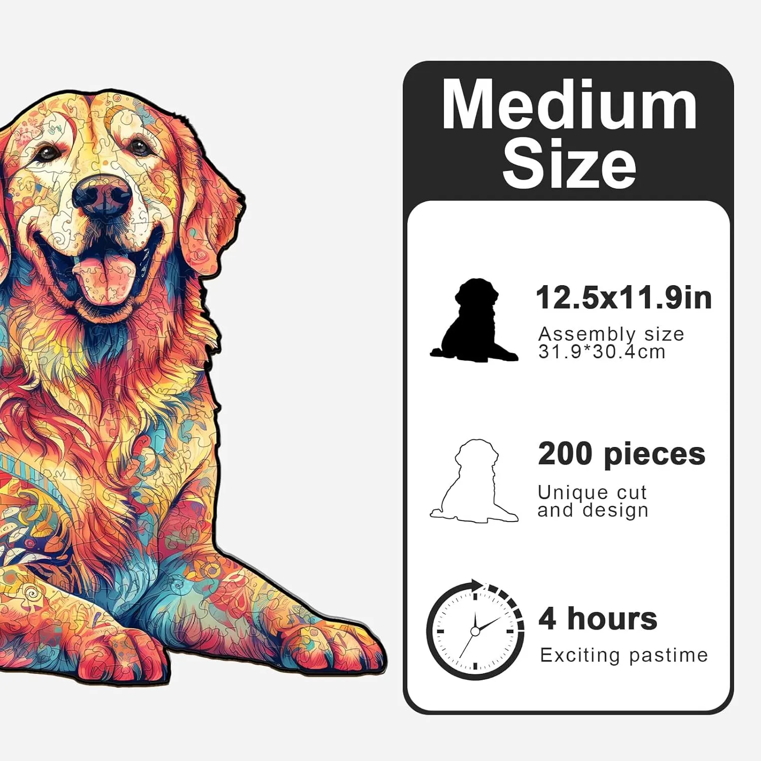 Creative Birthday Gift Family Game 200pcs Wooden Puzzles for Adults - Loyal Golden Retriever Wooden Jigsaw Puzzle for Adults - Unique Animal Shaped Wood Puzzles Adult snake concern Georgia weightily chic - 