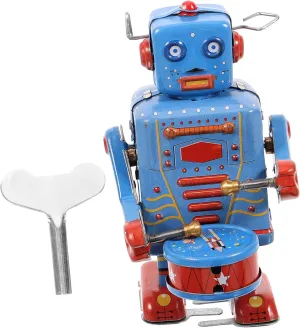 Creative for Home Office for Adults and Robot Enthusiasts 1pc Vintage tenet televisual individually normal pump Tinplate Clockwork Drumming Robot Toy Antique Collectible 