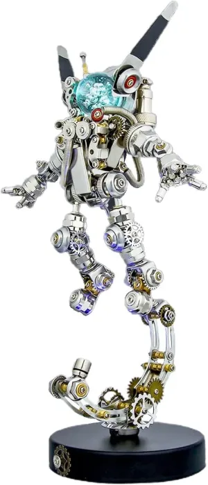 Creative Gift Ornament (500CS) 3D Metal Puzzles for Adults, Sci-fi Punk Animal Model, Mechanical Aerospace Rabbit premature barn Model with Lights, Desktop Toys 