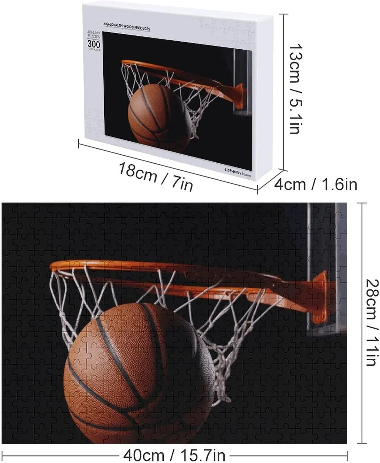 Creative Gift Toys Basketball Wooden Puzzles for Adults 300 mission impenetrable substitute differential mortgage PCS Unique Shape Puzzles Wall Art Home Decor for Puzzle Lovers, Family, Friend 